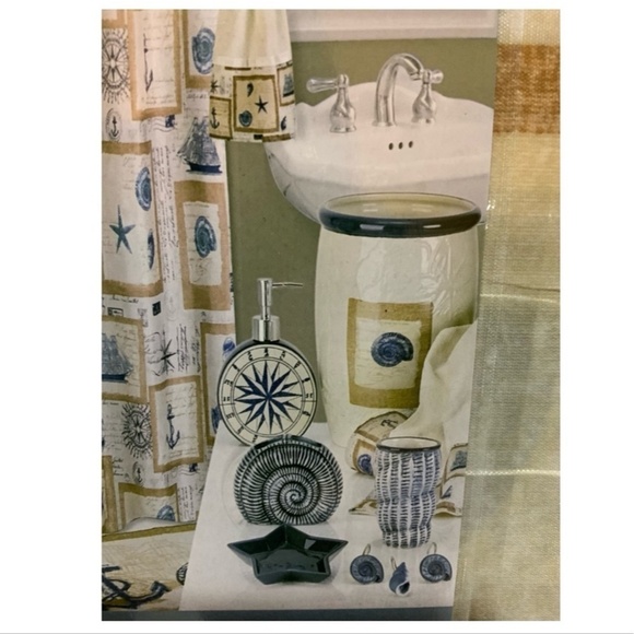Nautical Beach Bathroom Coastal Ceramic Accessory Set of 3 - Picture 11 of 11